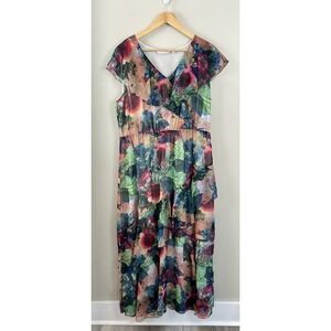 Soft Surroundings Women's Lg Multi-Color Tiered Ambrosia Maxi Dress Floral Boho